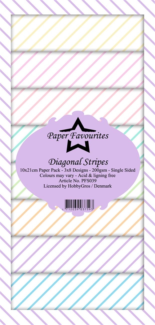 Paper Favourites Slimcard Diagonal stripes 3x8 design 10x21cm 200g